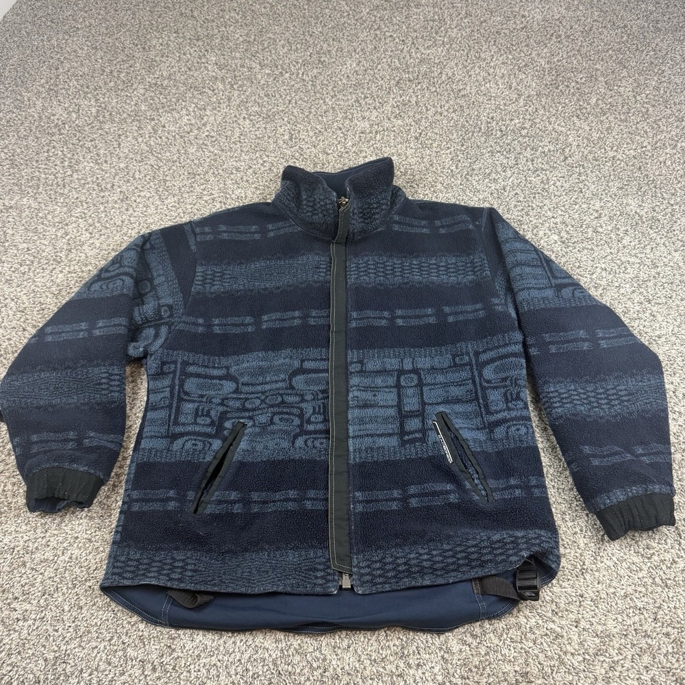 Vintage Bad Bones Reversible Pile Fleece Snowboard Jacket Mens Large Tribal Rare